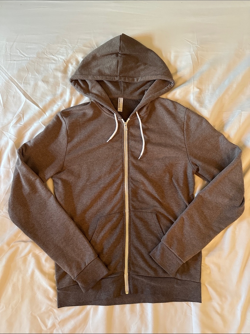 American Apparel Heather Brown Full-Zip Hooded Sweatshirt